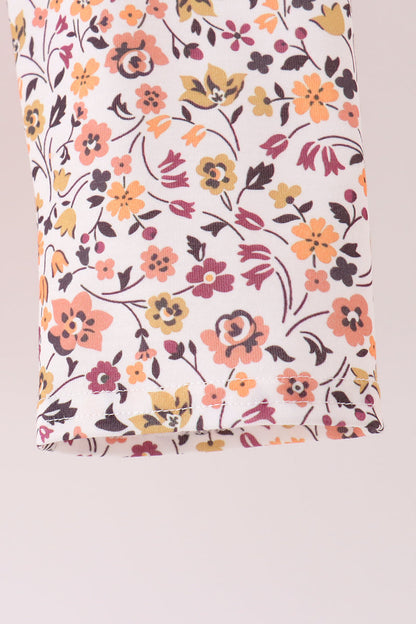 Orange Floral Bow Ruffle pants set