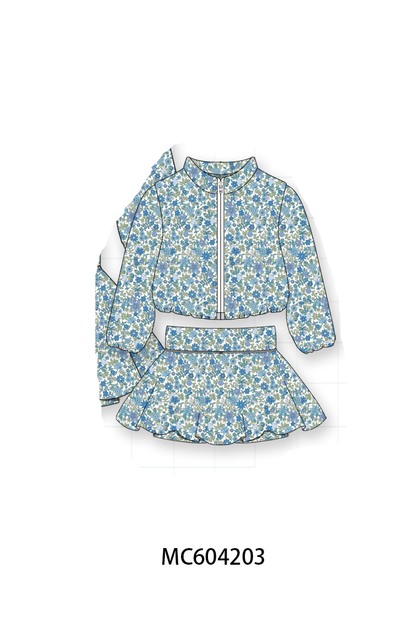 Teal floral print mom&me skorts set