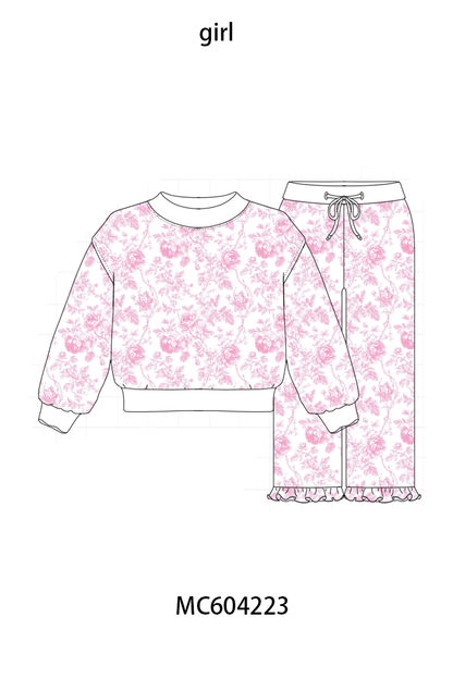Pink floral print mom&me pants set