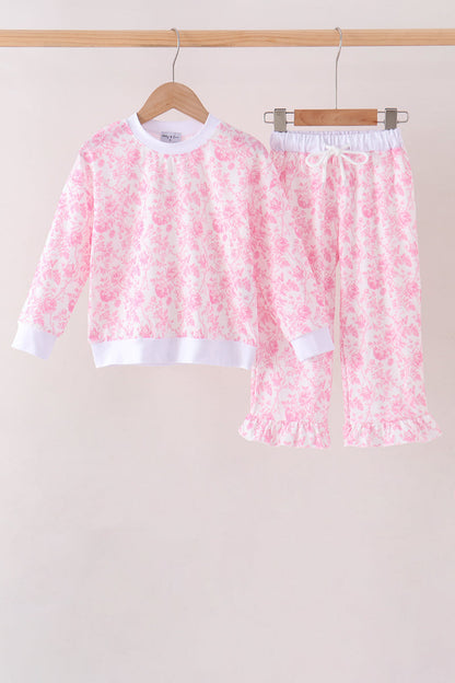 Pink floral print mom&me pants set