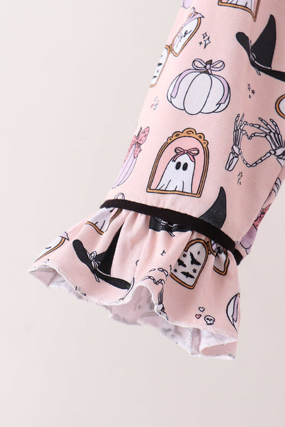 Pink Spooky print bamboo pajama set