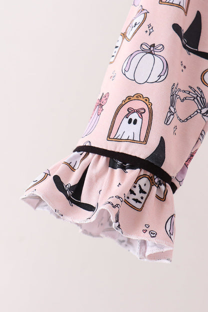 Pink Spooky print bamboo pajama set