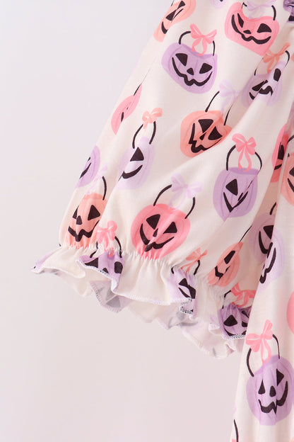 Jack-O-Lantern print tiered mom dress