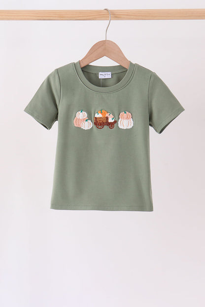 Green pumpkin french knot top