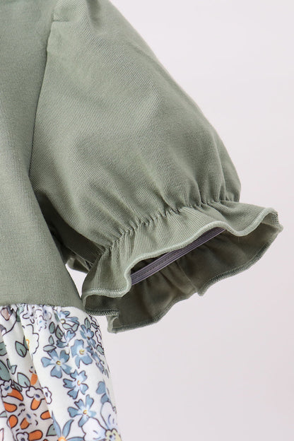 Green pumpkin french knot dress