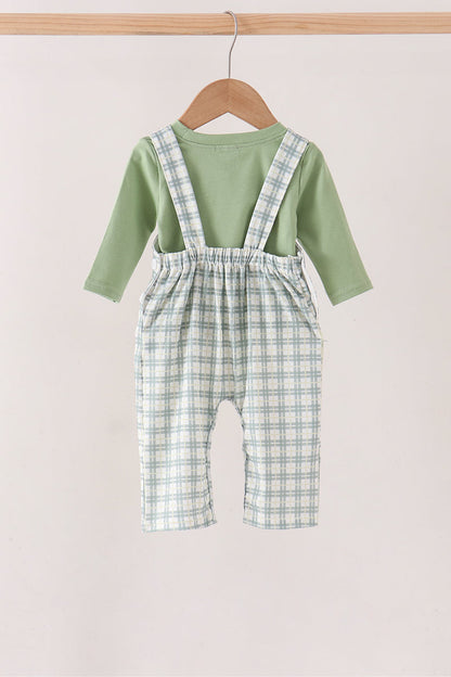 Sage plaid 2pc romper set