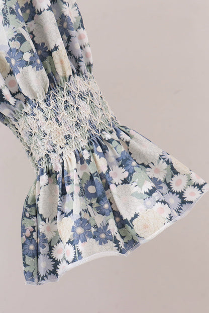Vintage Floral Smocked Mom Dress