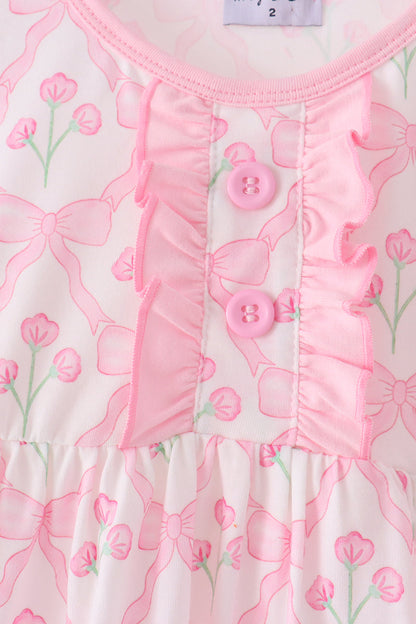 Pink floral ruffle pants set