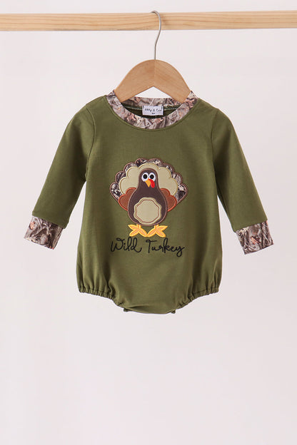 Forest camouflage turkey applique bubble