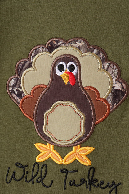 Forest camouflage turkey appliqu pants set