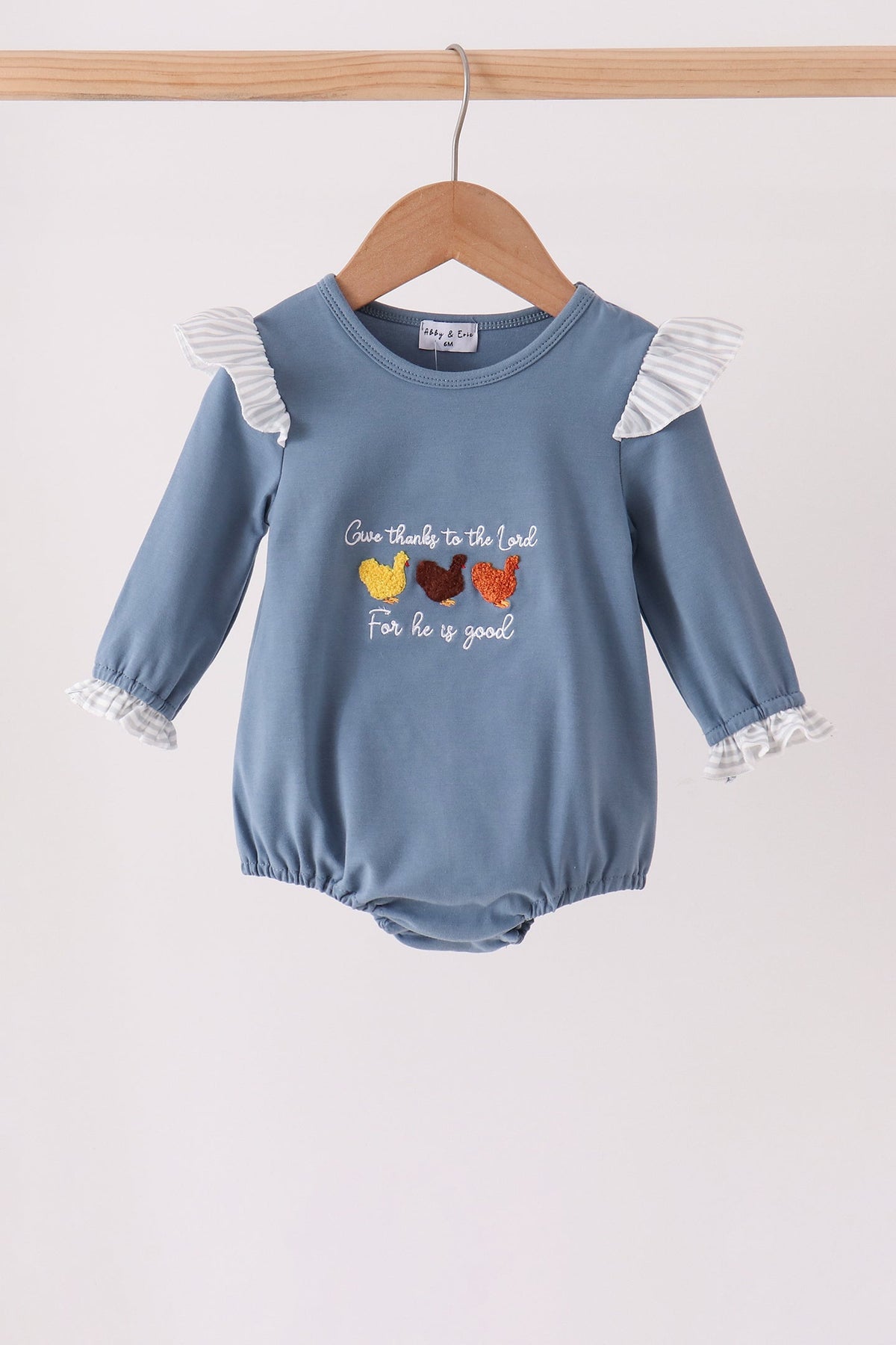 Teal turkey french knot ruffle bubble