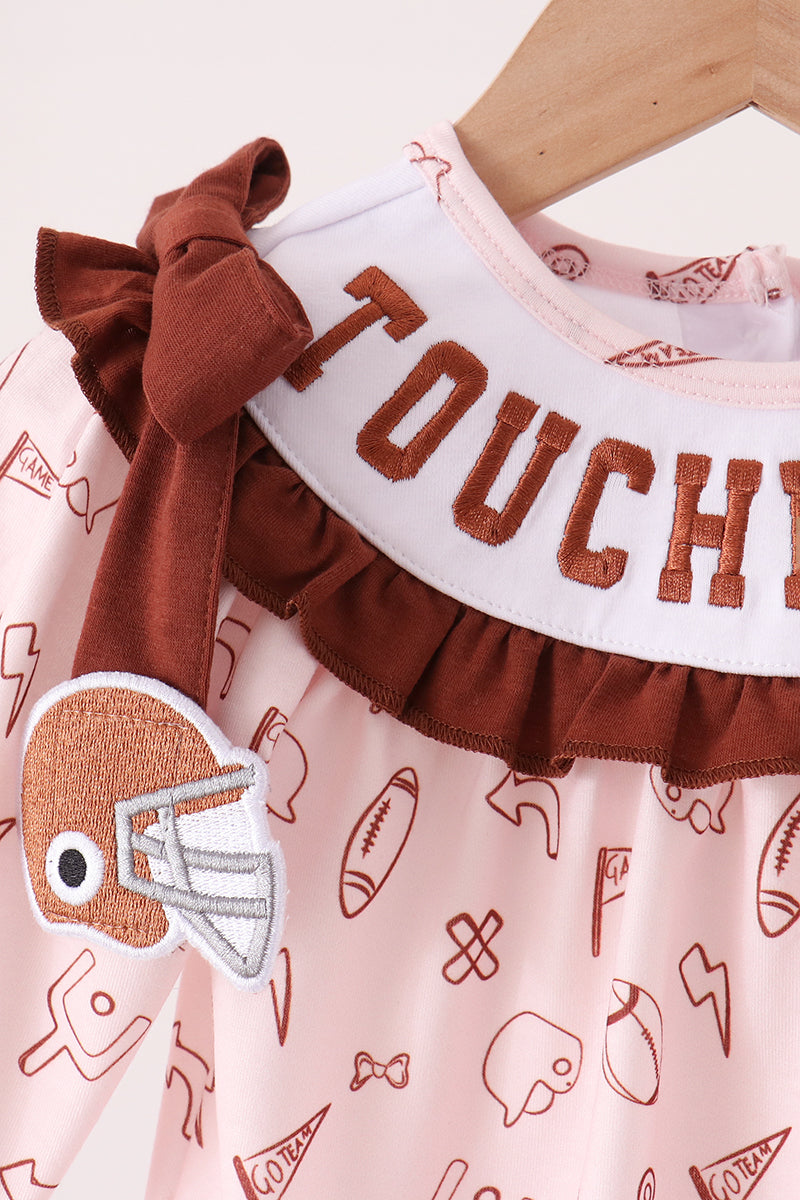 Brown touchdown football embroidery bubble