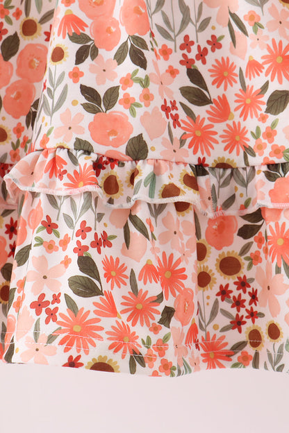Green floral bow ruffle mom&me dress