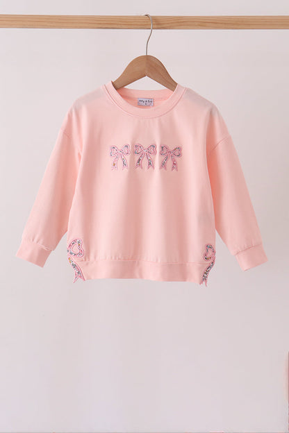 Pink Floral Bow Applique Top