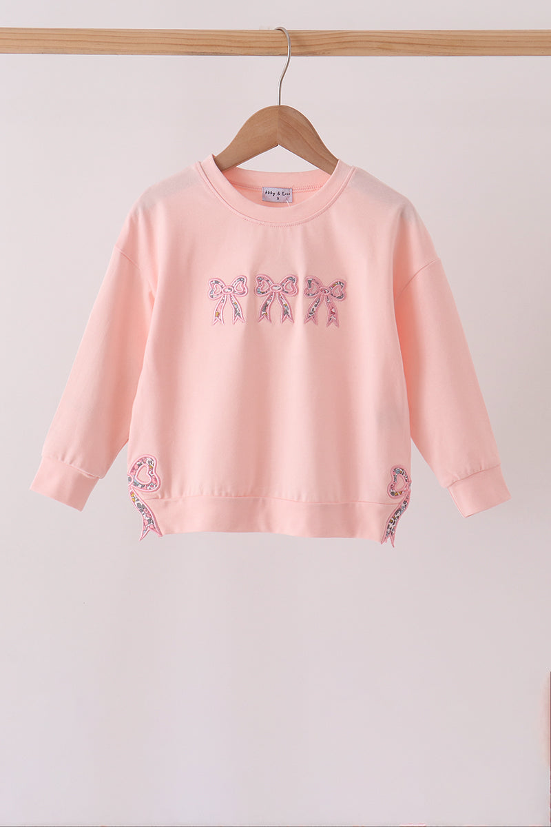 Pink Floral Bow Applique Top
