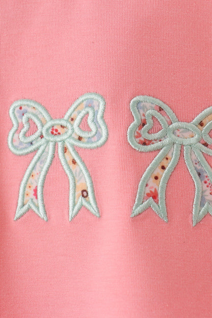 Pink Floral Bow Applique Top