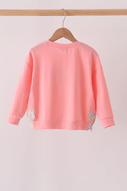 Pink Floral Bow Applique Top