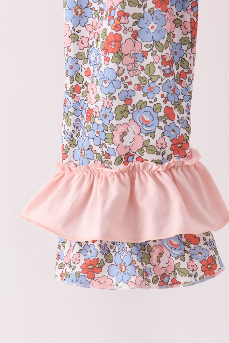Pink Chicken Applique Jumpsuit Set