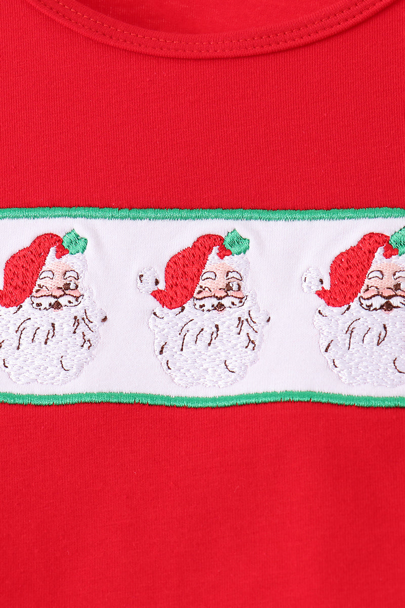 Red Santa Embroidery Ruffle Skorts Set
