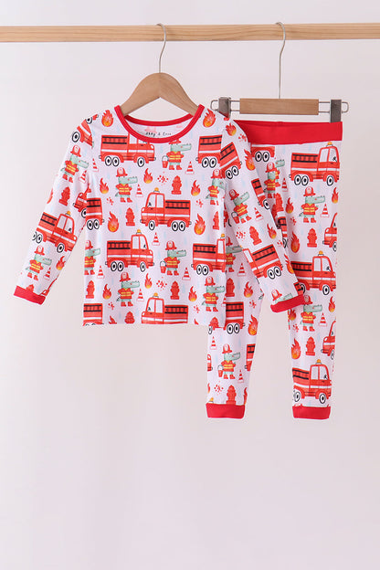 Red Fire Engine Bamboo Pajama Set