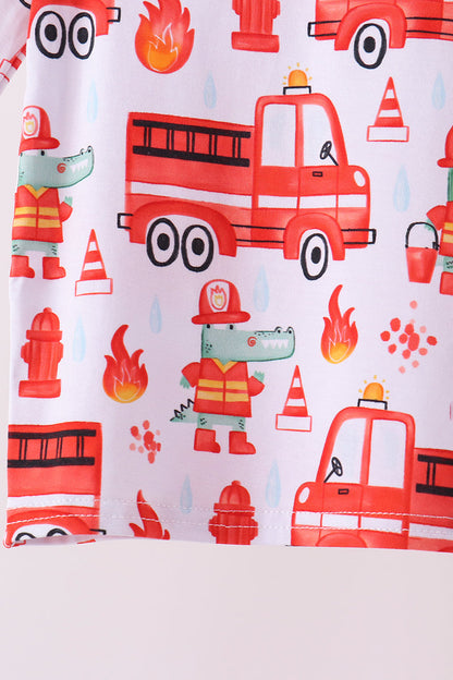 Red Fire Engine Bamboo Pajama Set