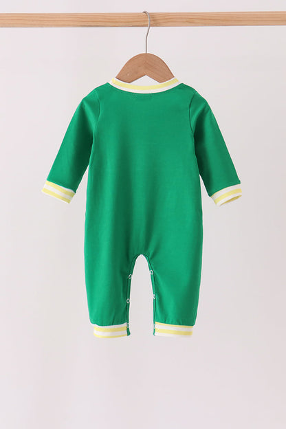 Green Farm Cow Embroidery Romper
