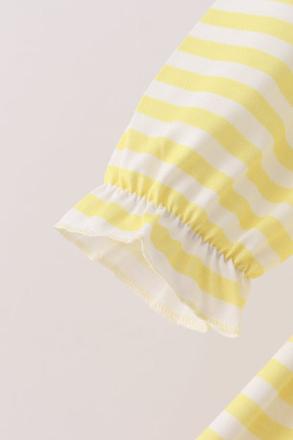 Green Farm Cow Embroidery Stripe  Dress