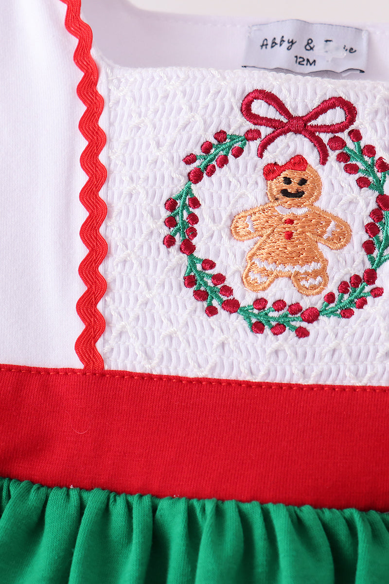 Green Gingerbread Smocked Bloomer Set