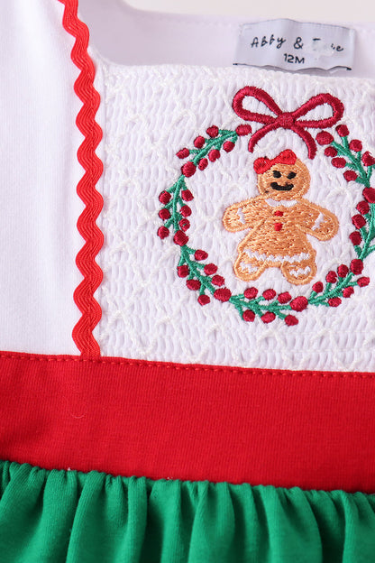 Green Gingerbread Smocked Bloomer Set