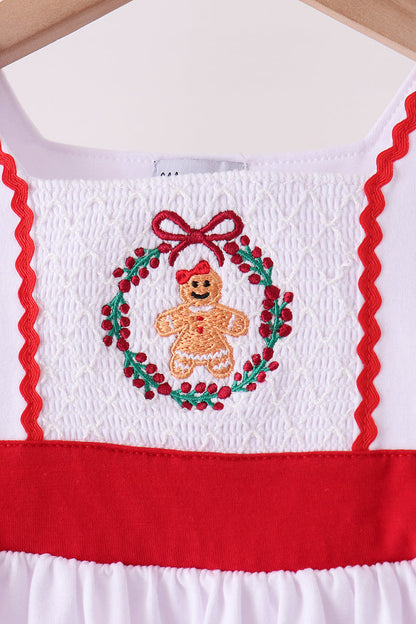 Red Gingerbread Smocked Pants Set