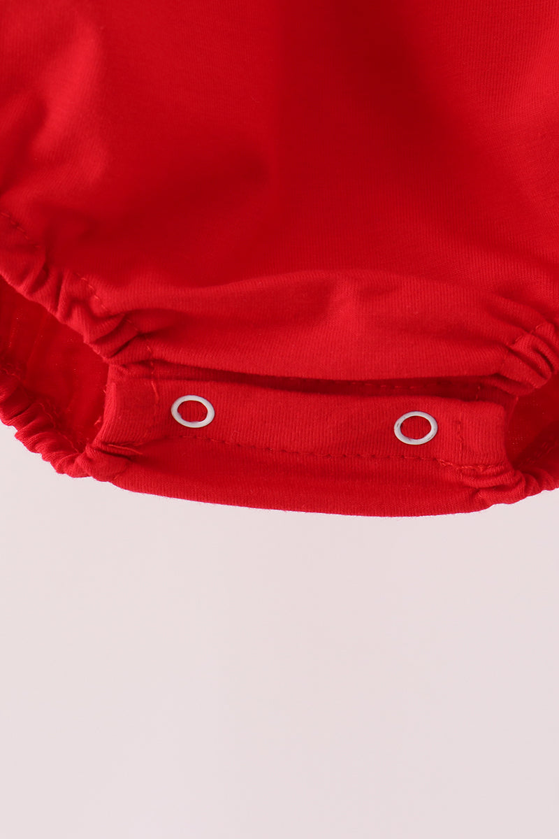 Red Holly Jolly Embroidery Ruffle Bubble