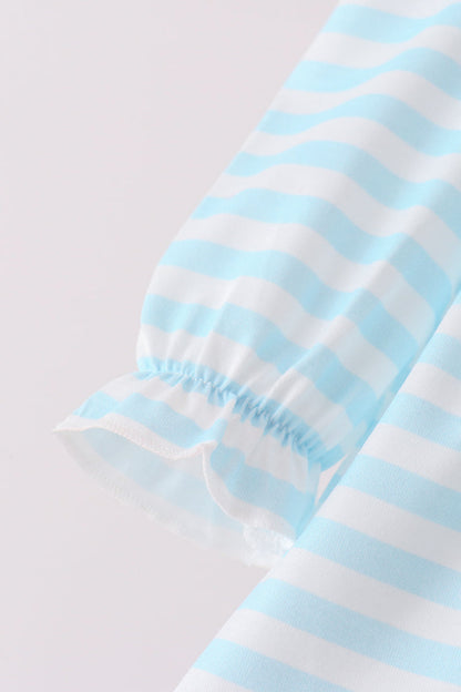Blue Stripe Holly Jolly Ruffle Bloomer Set