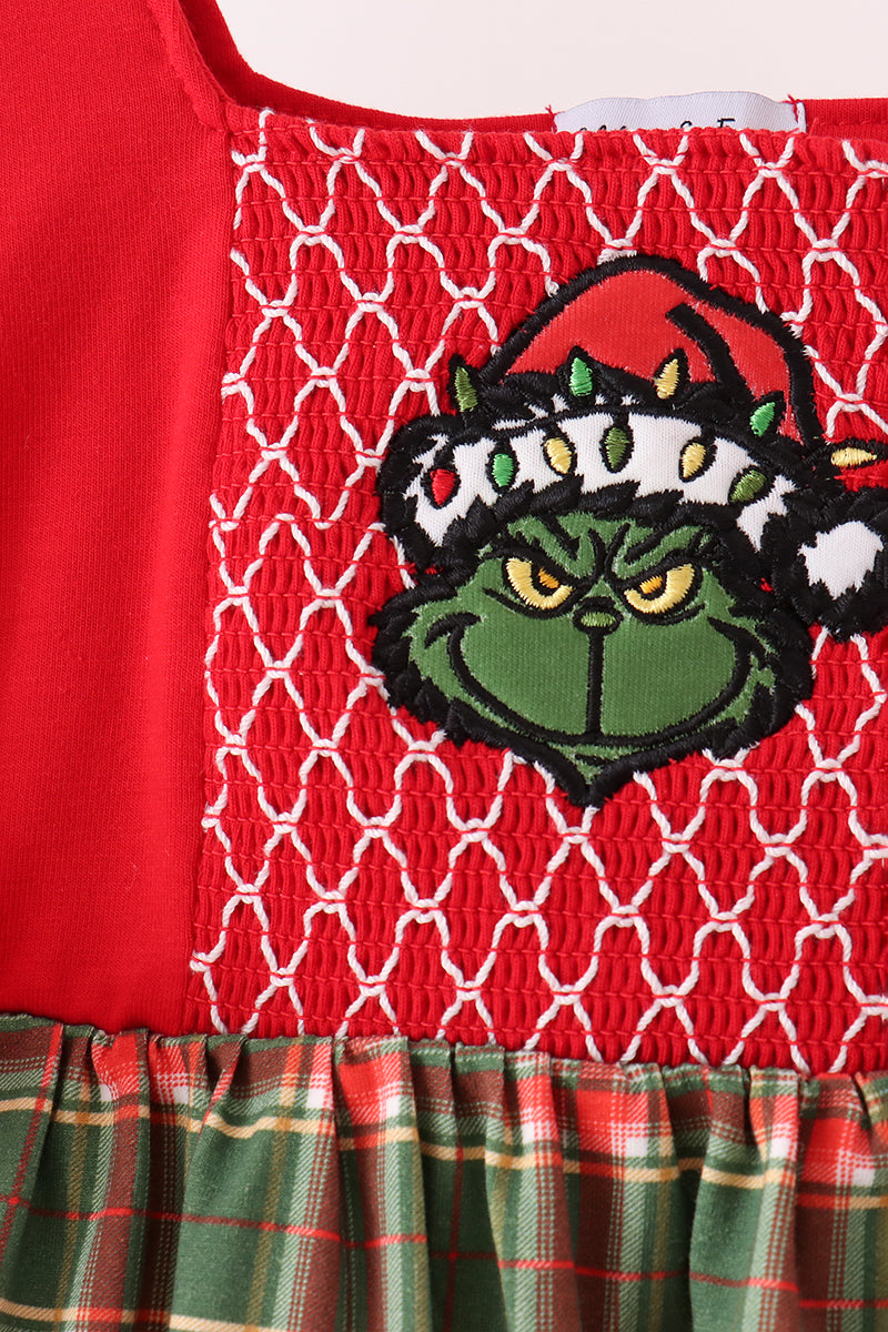 Red Grinch Smocked Pants Set