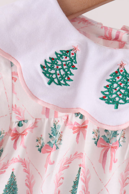 Pink Christmas Tree Embroidery Bubble