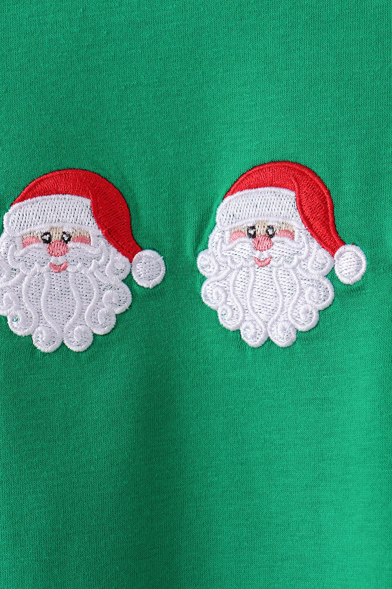 Green Santa Embroidery Pants Set