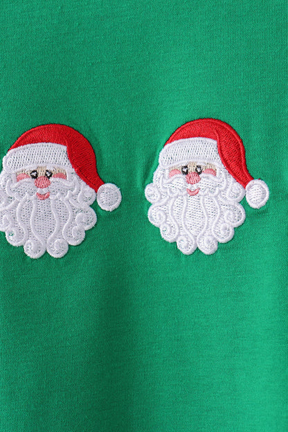 Green Santa Embroidery Pants Set