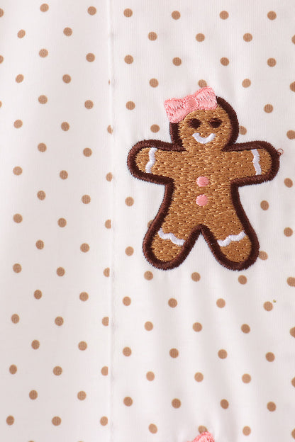 Pink Gingerbread Embroidery Ruffle Dress