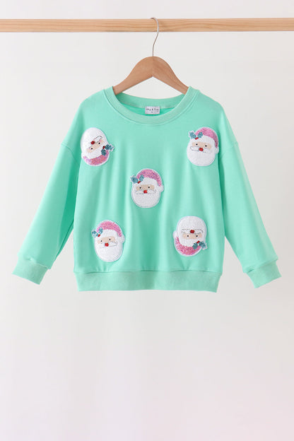 Mint Santa Sequin Mom&me Top