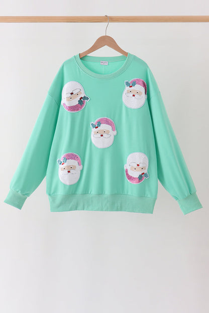 Mint Santa Sequin Mom&me Top