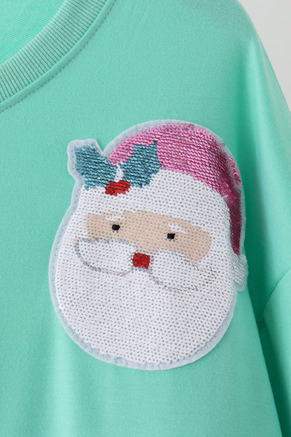 Mint Santa Sequin Mom&me Top