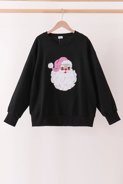 Black Santa Sequin Top