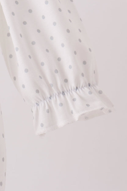 White Santa Baby French Knot Ruffle Bubble