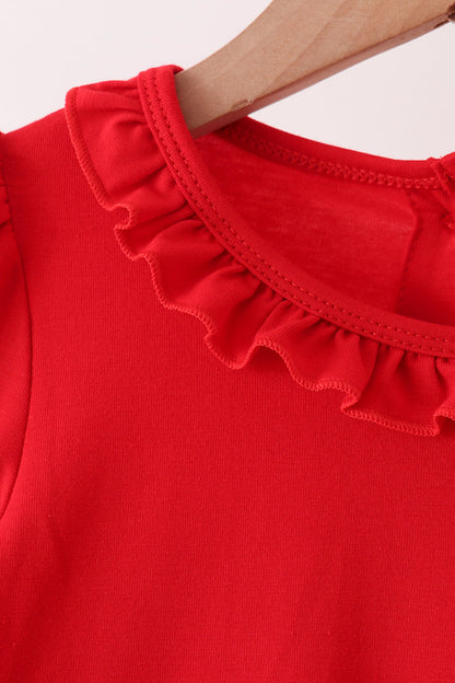 Red Candy Cane Sequin Ruffle Pants Set
