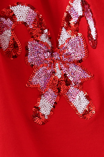 Red Candy Cane Sequin Ruffle Pants Set