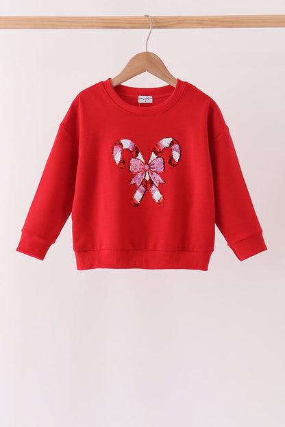 Red Candy Cane Sequin Top
