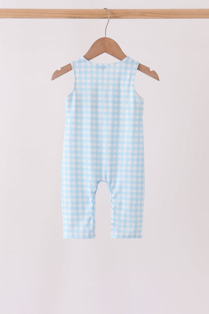 Blue Candy Cane Embroidery Gingham JonJon