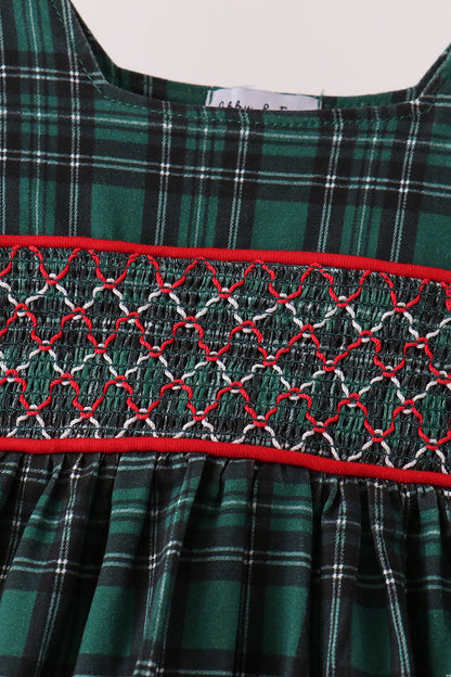 Forest Plaid Smocked Bloomer Set