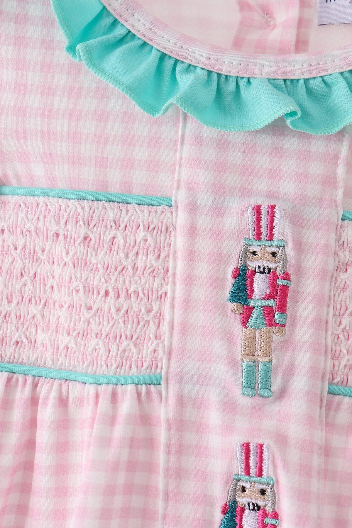 Pink Nutcracker Smocked Ruffle Bubble