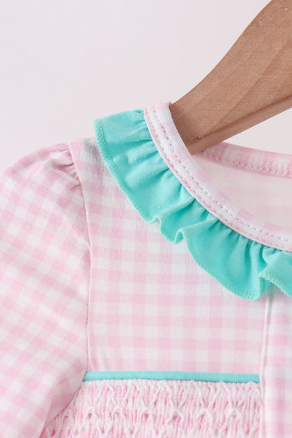 Pink Nutcracker Smocked Ruffle Bubble