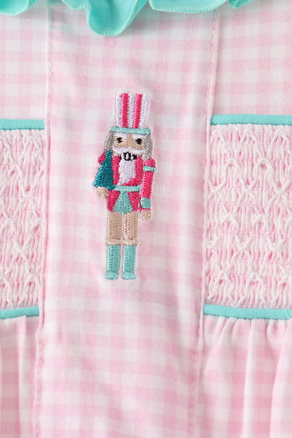 Pink Nutcracker Smocked Ruffle Pants Set